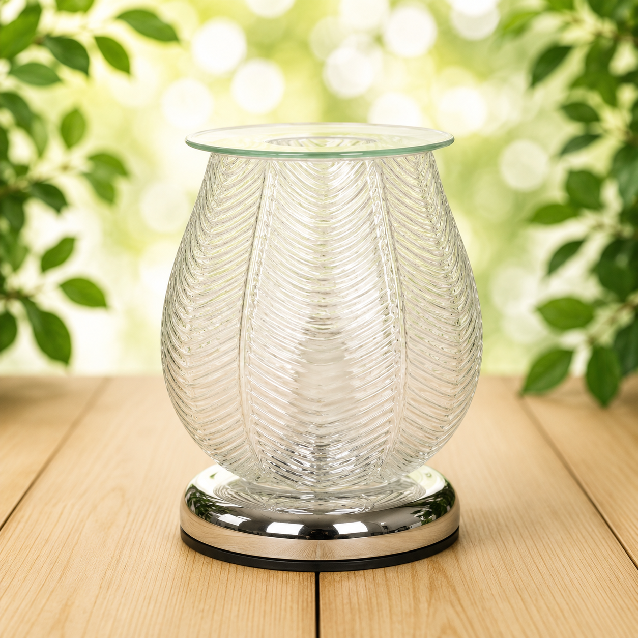 Wax Melt Burner- Ribbed Clear Lustre