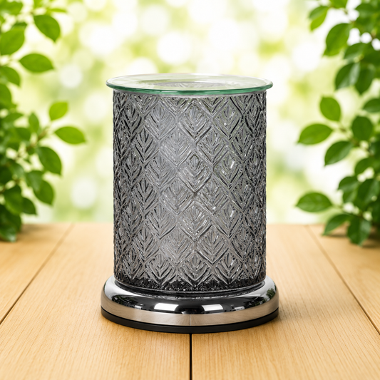 Wax Melt Burner- Silver Glass Leaf
