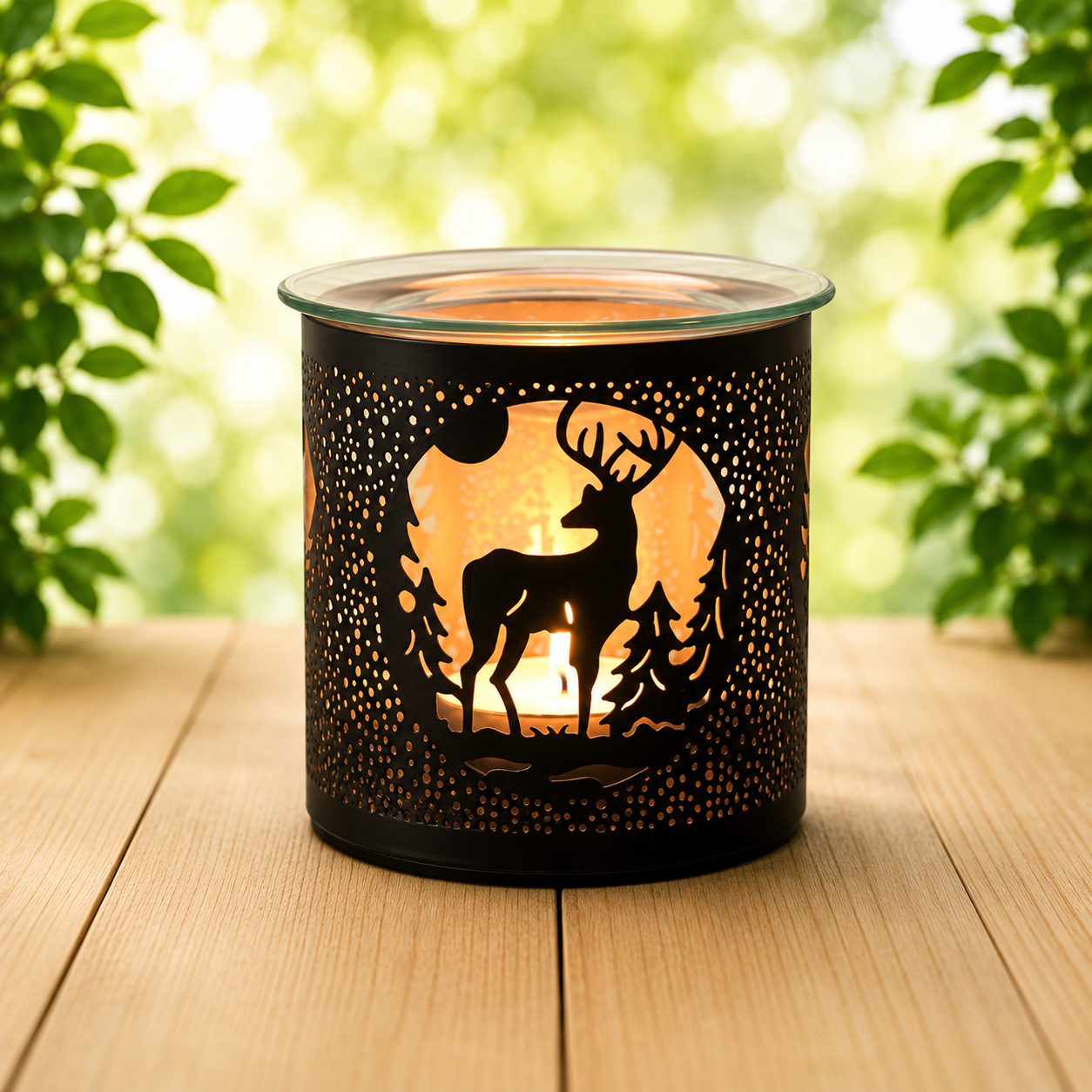 Tealight Wax Melter and Candle Holder - Black Stag