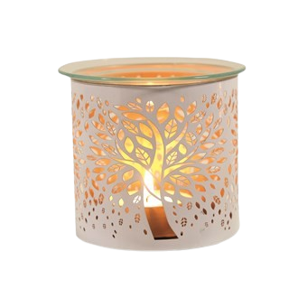 Tealight Wax Melter and Candle Holder - white Tree of Life