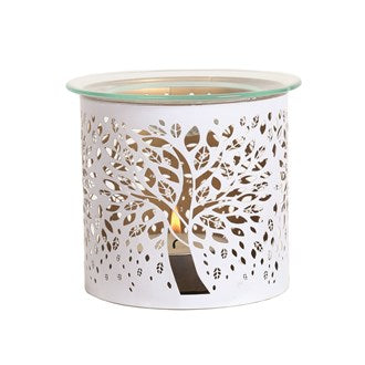 Tealight Wax Melter and Candle Holder - white Tree of Life