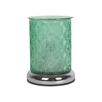 Wax Melt Burner- Green Glass Leaf